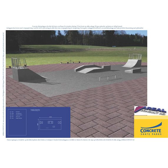 Standard skateanlegg med betongramper, anlegg nr. 4