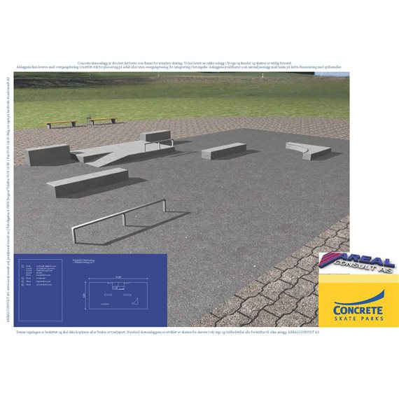 Standard skateanlegg med betongramper, anlegg nr. 5