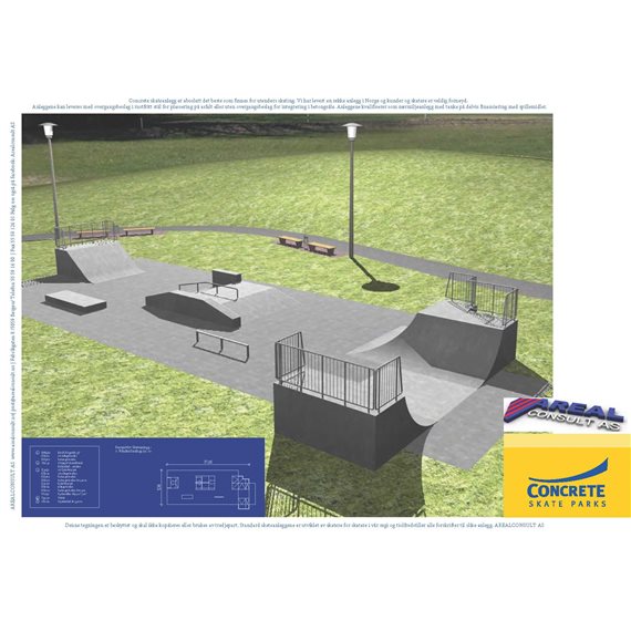 Standard skateanlegg med betongramper, anlegg nr. 10