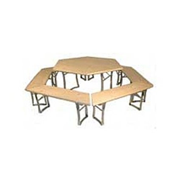 Sammenleggbart sekskantet bord med benker, barnestørrelse